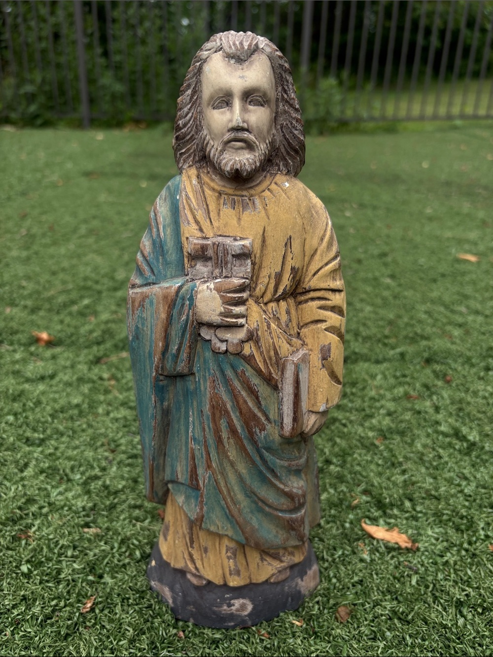 Vintage Hand-Carved St Peter the Apostle Flatback Santos made of Acacia & Manga